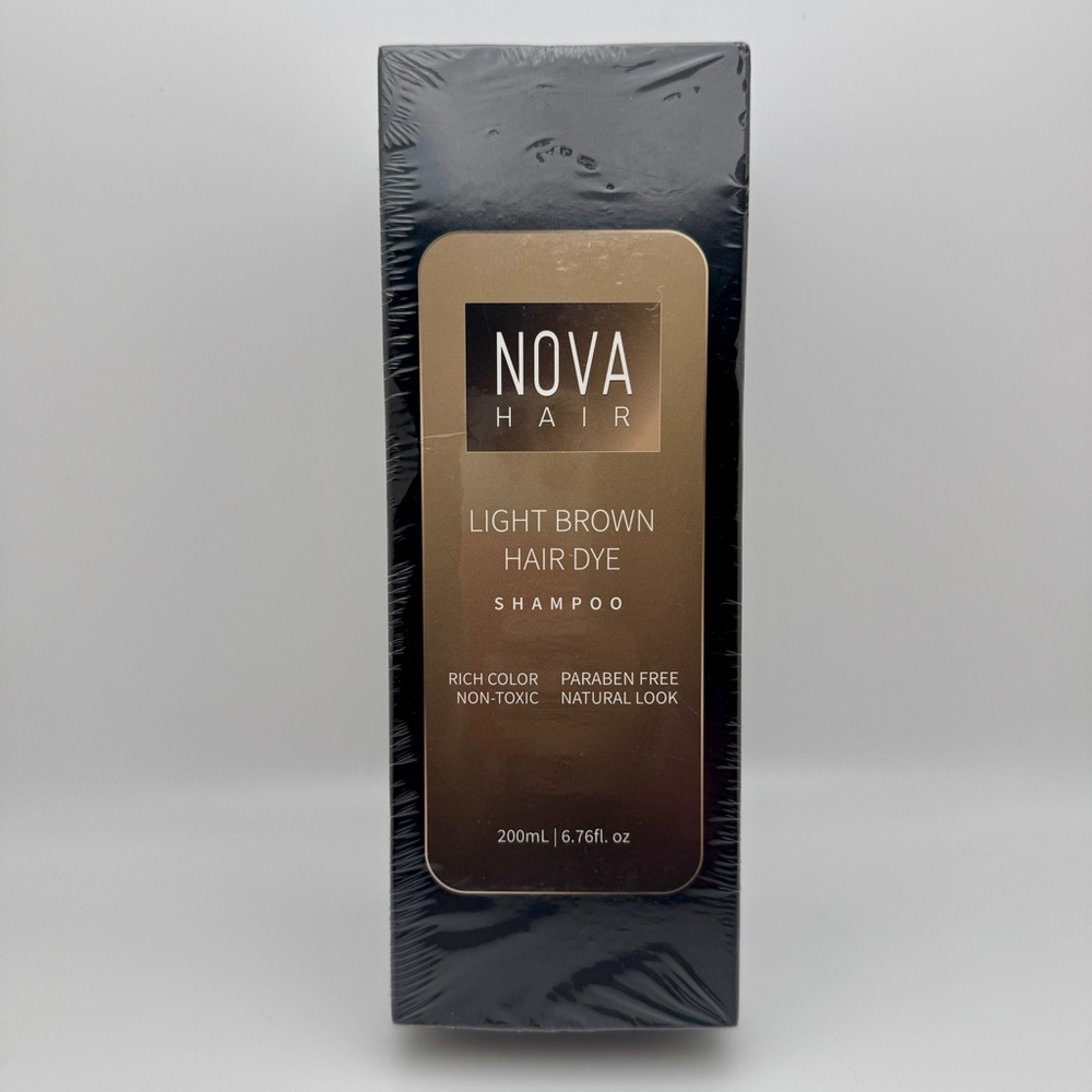Nova Light Brown Hair Dye Shampoo – 200mL / 6.76 fl oz | Vegan | Paraben-Free
